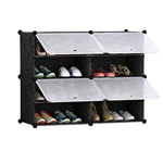 SOGA 4 Tier 2 Column Shoe Rack Organizer Sneaker Footwear Storage Stackable Stand Cabinet Portable SHOEBOX204