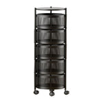 SOGA 5 Tier Steel Round Rotating Kitchen Cart Multi-Functional Shelves Portable Storage Organizer KITCHENXY017