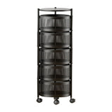 SOGA 5 Tier Steel Round Rotating Kitchen Cart Multi-Functional Shelves Portable Storage Organizer KITCHENXY017