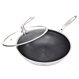 SOGA 32cm Stainless Steel Tri-Ply Frying Cooking Fry Pan Textured Non Stick Interior Skillet with FRYPANTRIFPYZ32