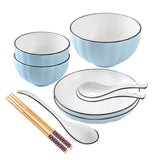 SOGA Blue Japanese Style Ceramic Dinnerware Crockery Soup Bowl Plate Server Kitchen Home Decor Set BOWLG302