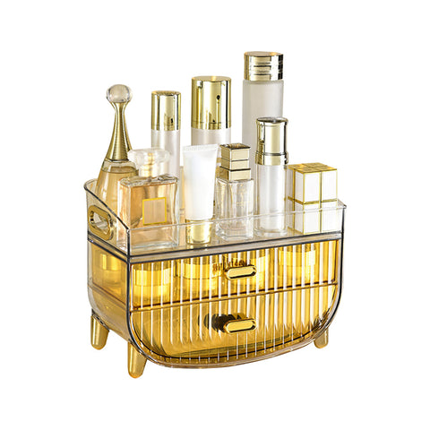 SOGA 3 Tier Golden Yellow Multifunctional Countertop Cosmetic Storage Makeup Skincare Holder Jewelry BATHC124