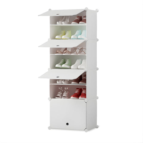 SOGA 7 Tier White Shoe Rack Organizer Sneaker Footwear Storage Stackable Stand Cabinet Portable SHOEBOX91