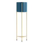 SOGA 2 Layer 81cm Gold Metal Plant Stand with Blue Flower Pot Holder Corner Shelving Rack Indoor FPOTH85BLU