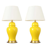 SOGA 2X Oval Ceramic Table Lamp with Gold Metal Base Desk Lamp Yellow TABLELAMP170YELLOWX2