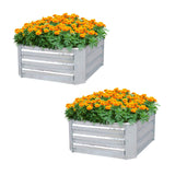 SOGA 2X 100cm Square Galvanised Raised Garden Bed Vegetable Herb Flower Outdoor Planter Box METALBSIL517X2