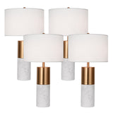 SOGA 4X 60cm White Marble Bedside Modern Desk Table Lamp Living Room Shade with Cylinder Base TABLELAMPH60X4