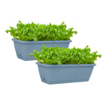 SOGA 49.5cm Blue Rectangular Planter Vegetable Herb Flower Outdoor Plastic Box with Holder Balcony PLANTBOX2W