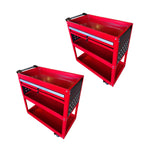 SOGA 2X 3 Tier Tool Storage Cart Portable Service Utility Heavy Duty Mobile Trolley with Drawer and TOOLCART606X2