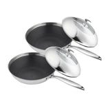 SOGA 2X 18/10 Stainless Steel Fry Pan 30cm Frying Pan Top Grade Cooking Non Stick Interior Skillet TRIFPR30X2