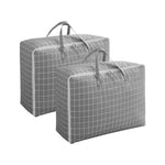 SOGA 2X Grey Plaid Super Large Storage Luggage Bag Double Zipper Foldable Travel Organiser SBOX203X2