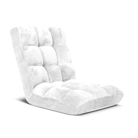 SOGA Floor Recliner Folding Lounge Sofa Futon Couch Folding Chair Cushion White LOUNGECHAIRWHITE