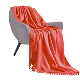 SOGA Orange Acrylic Knitted Throw Blanket Solid Fringed Warm Cozy Woven Cover Couch Bed Sofa Home BLANKET911