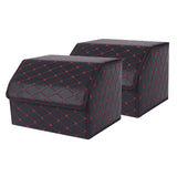 SOGA 2X Leather Car Boot Collapsible Foldable Trunk Cargo Organizer Portable Storage Box Black/Red STORAGEBLKREDMEDX2