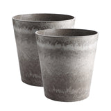 SOGA 2X 27cm Rock Grey Round Resin Plant Flower Pot in Cement Pattern Planter Cachepot for Indoor FPOTE2776X2