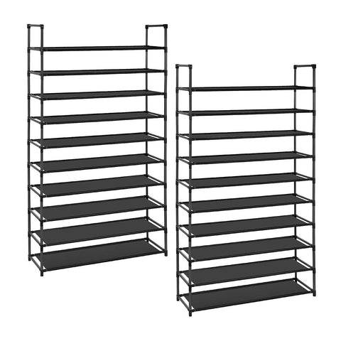 SOGA 2X 10 Tier Shoe Storage Shelf Space-Saving Caddy Rack Organiser with Handle RACK0008X2