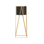 SOGA 50cm Gold Metal Plant Stand with Black Flower Pot Holder Corner Shelving Rack Indoor Display FPOTH52BLK