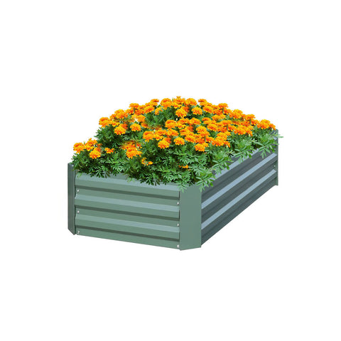 SOGA 120X60cm Rectangle Galvanised Raised Garden Bed Vegetable Herb Flower Outdoor Planter Box METALBGRE513