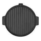 SOGA 30CM Round Cast Iron Korean BBQ Grill Plate with Handles and Drip Lip ZPAI045