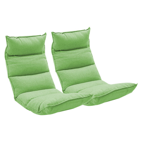 SOGA 2X Foldable Tatami Floor Sofa Bed Meditation Lounge Chair Recliner Lazy Couch Green LOUNGELEATHERGREENX2