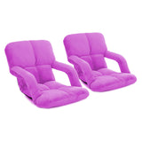 SOGA 2X Foldable Lounge Cushion Adjustable Floor Lazy Recliner Chair with Armrest Purple LOUNGEKIDPURPLEX2