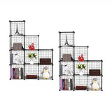 SOGA 2X Black Portable 9-Cube 3 Column Storage Organiser Foldable DIY Modular Grid Space Saving NETBOX3011X2