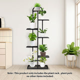 SOGA 7 Tier 8 Pots Black Metal Plant Stand Flowerpot Display Shelf Rack Indoor Home Office Decor FPOTH05