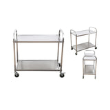 SOGA 2X 2 Tier 85x45x90cm Stainless Steel Kitchen Dining Food Cart Trolley Utility Medium FOODCART1005X2