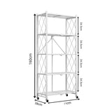 SOGA 2X 5 Tier Steel White Foldable Kitchen Cart Multi-Functional Shelves Portable Storage Organizer KITCHENXY003WHTX2