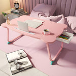 SOGA 2X Pink Portable Bed Table Adjustable Folding Mini Desk With Mini Drawer and Cup-Holder Home BEDTABLEM667X2