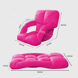 SOGA Foldable Lounge Cushion Adjustable Floor Lazy Recliner Chair with Armrest Pink LOUNGEKIDPINK