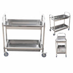 SOGA 2 Tier 85x45x90cm Stainless Steel Kitchen Trolley Bowl Collect Service Food Cart Medium FOODCART1202