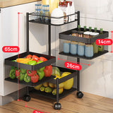 SOGA 3 Tier Steel Square Rotating Kitchen Cart Multi-Functional Shelves Portable Storage Organizer KITCHENXY019