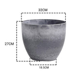 SOGA 2X 27cm Weathered Grey Round Resin Plant Flower Pot in Cement Pattern Planter Cachepot for FPOTA3210X2