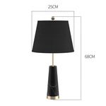 SOGA 68cm Black Marble Bedside Desk Table Lamp Living Room Shade with Cone Shape Base TABLELAMPG68