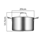 SOGA 2X 20cm Stainless Steel Soup Pot Stock Cooking Stockpot Heavy Duty Thick Bottom with Glass Lid CASSEROLETRISPE20X2