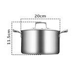 SOGA 2X 20cm Stainless Steel Soup Pot Stock Cooking Stockpot Heavy Duty Thick Bottom with Glass Lid CASSEROLETRISPE20X2