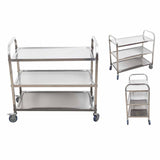 SOGA 3 Tier 81x46x85cm Stainless Steel Kitchen Dinning Food Cart Trolley Utility Round Small FOODCART1102