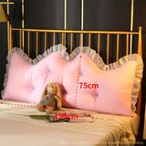 SOGA 180cm Pink Princess Bed Pillow Headboard Backrest Bedside Tatami Sofa Cushion with Ruffle Lace PILLOWSLK180PINK