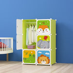 SOGA 6 Cubes Animal Design Portable Wardrobe Divide-Grid Modular Storage Organiser Foldable Closet WROBE1778