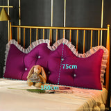 SOGA 180cm Burgundy Princess Bed Pillow Headboard Backrest Bedside Tatami Sofa Cushion with Ruffle PILLOWSLK180BURGUNDY