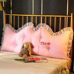 SOGA 4X 180cm Pink Princess Bed Pillow Headboard Backrest Bedside Tatami Sofa Cushion with Ruffle PILLOWSLK180PINKX4