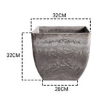 SOGA 2X 32cm Rock Grey Square Resin Plant Flower Pot in Cement Pattern Planter Cachepot for Indoor FPOTF3252X2