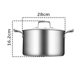 SOGA 28cm Stainless Steel Soup Pot Stock Cooking Stockpot Heavy Duty Thick Bottom with Glass Lid CASSEROLETRISPE28