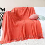 SOGA Orange Acrylic Knitted Throw Blanket Solid Fringed Warm Cozy Woven Cover Couch Bed Sofa Home BLANKET911