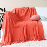 SOGA 2X Orange Acrylic Knitted Throw Blanket Solid Fringed Warm Cozy Woven Cover Couch Bed Sofa Home BLANKET911X2