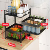 SOGA 2X 2 Tier Steel Square Rotating Kitchen Cart Multi-Functional Shelves Portable Storage KITCHENXY018X2