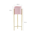 SOGA 4X 2 Layer 42cm Gold Metal Plant Stand with Pink Flower Pot Holder Corner Shelving Rack Indoor FPOTH45PNKX4