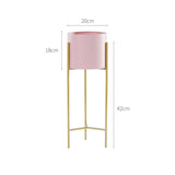 SOGA 4X 2 Layer 42cm Gold Metal Plant Stand with Pink Flower Pot Holder Corner Shelving Rack Indoor FPOTH45PNKX4