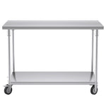 SOGA 120cm Commercial Catering Kitchen Stainless Steel Prep Work Bench Table with Wheels WORKBENCHSS8009120CM